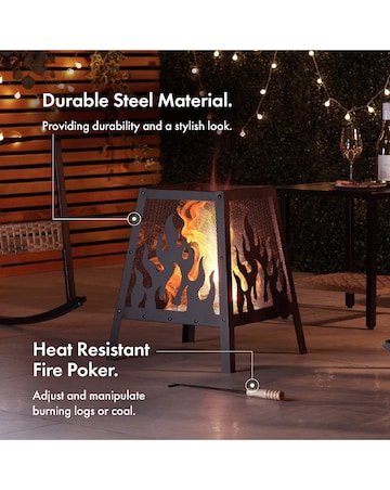 VonHaus Flame Design Square Fire Pit