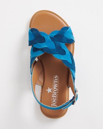 Joe Browns Blue Comfort Suede Plait Sandals- Wide Fit (E)