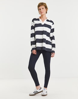 Navy Jersey High Waisted Leggings