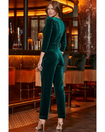 Sosandar Puff Sleeve Diamante Trim Jumpsuit