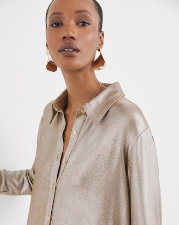 Bronze Foiled Button Front Shirt