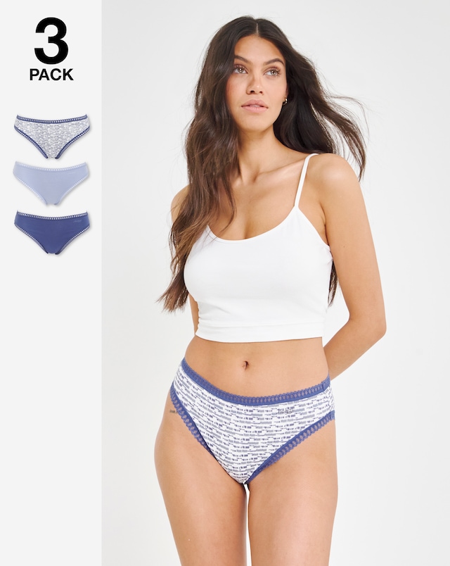 Sloggi (3 Pack) Go Crush Tai Knickers Blue Multi