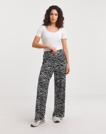 Mono Print Jersey Wide Leg Trousers