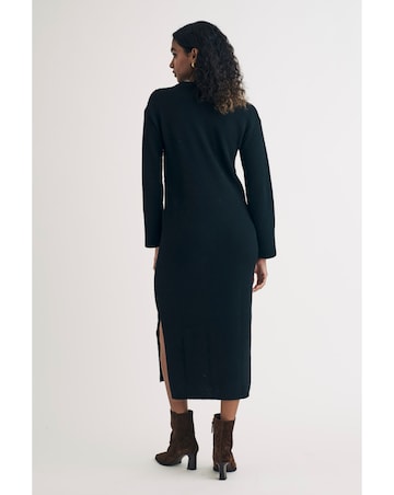 Nobody's Child Black Oversized Crew Knitted Jumper Midi Dress