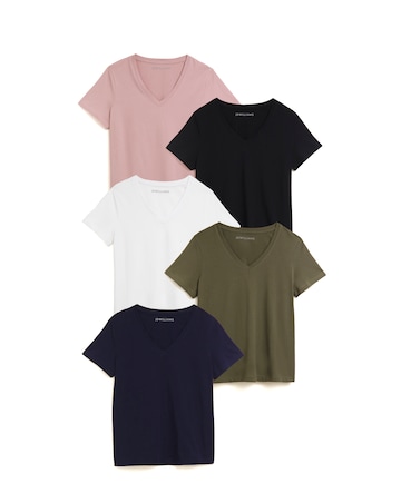 Pure Cotton 5 Pack The V Neck Short Sleeve T-Shirt