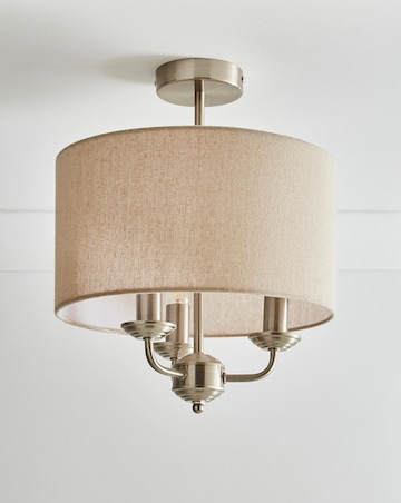 Fulford Brushed Silver & Linen Ceiling Light