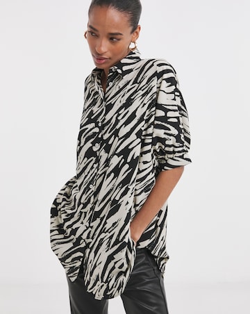 Womens Oversized Blouse - Abstract Zebra