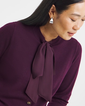 Mulberry Woven Tie Neck Cardigan