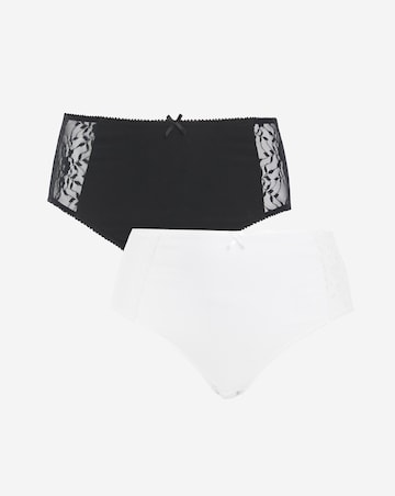 Pretty Secrets (2 Pack) Cotton Lace Full Fit Brief Knickers Black/White