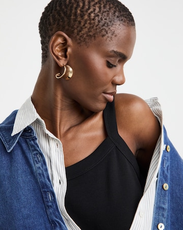 Pure Cotton Black Thick Strap Cami Vest