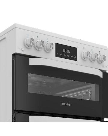 Hotpoint HDG6GDCW 60cm Gas Double Cooker with Glass Lid - White