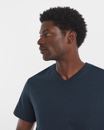 Pure Cotton V-Neck T-Shirt- Navy