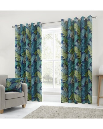 Tropical Pair of Eyelet Curtains