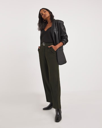 Straight Leg Twill Crepe Trouser with Belt