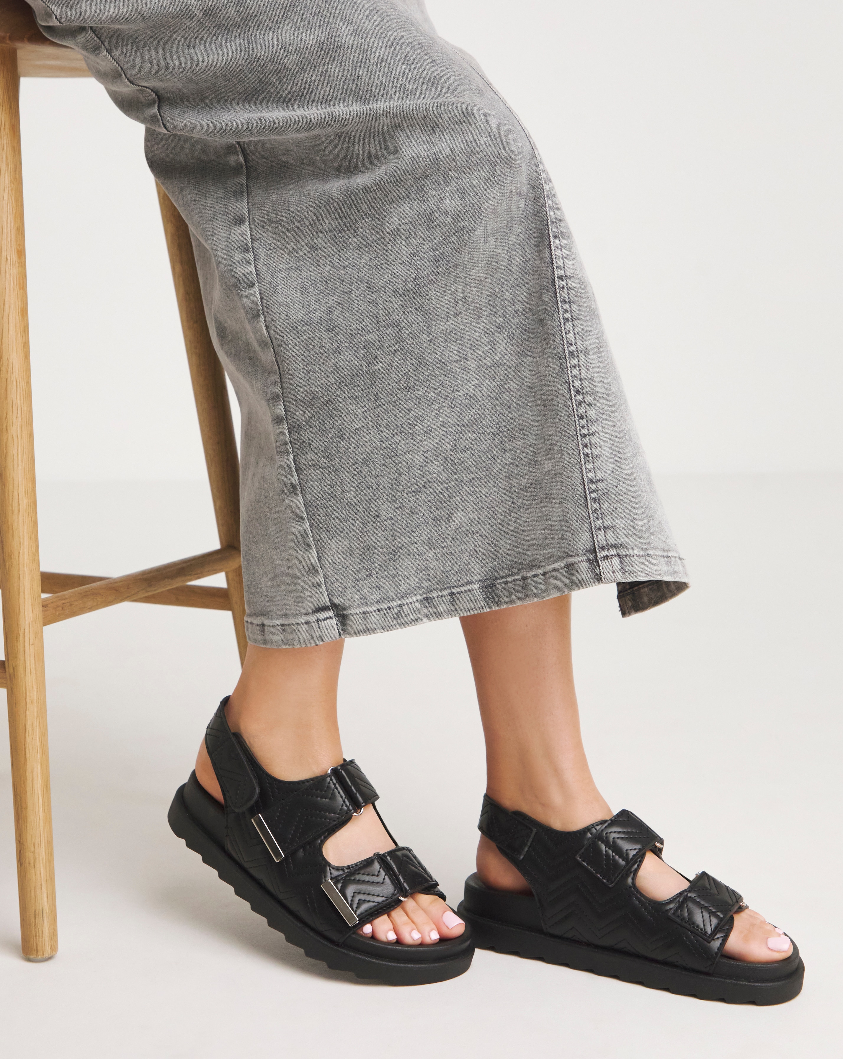 Simply Be Jess Quilted Touch and Close Sandals - Wide Fit (E)