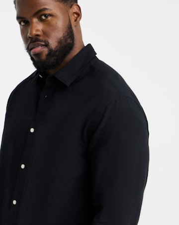 Jack & Jones Breeze Linen Blend Long Sleeve Shirt - Black
