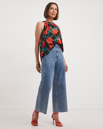 Tropical Print Halter Neck Vest