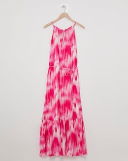 Ro&amp;Zo Pink Tie Dye Texture Tie Waist Maxi Dress