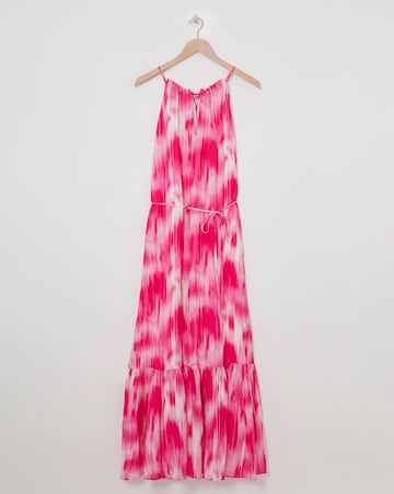 Ro&Zo Pink Tie Dye Texture Tie Waist Maxi Dress