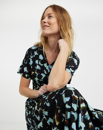 Asymmetric Pleated Panel Maxi Dress