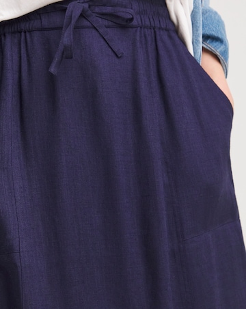 Navy Linen Mix Maxi Skirt