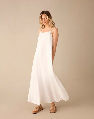 Ro&Zo Tiered Hem Strappy Gauze Dress