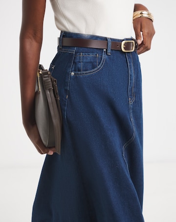 Pure Cotton Raw Edge A Line Denim Skirt