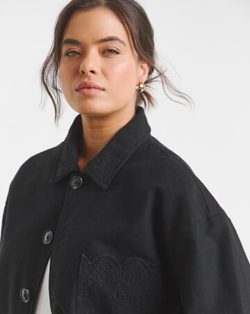 Simply Be Black Broderie Hem Utility Cropped Jacket