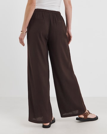 Chocolate Linen Mix Wide Leg Trouser