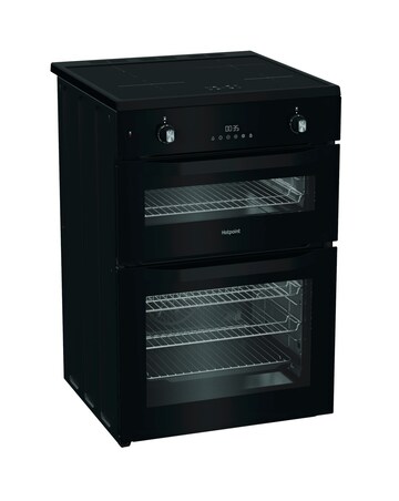 Hotpoint HDE6IDC2B1 60cm Electric Double Cooker with Induction Hob - Black