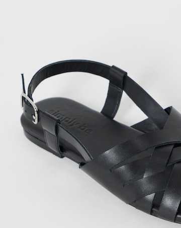 Luz Leather Woven Peep Toe Slingback Sandals - Wide Fit (E)