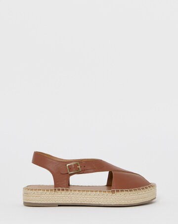 York Peep Toe Leather Espadrille Sandals - Wide Fit (E)