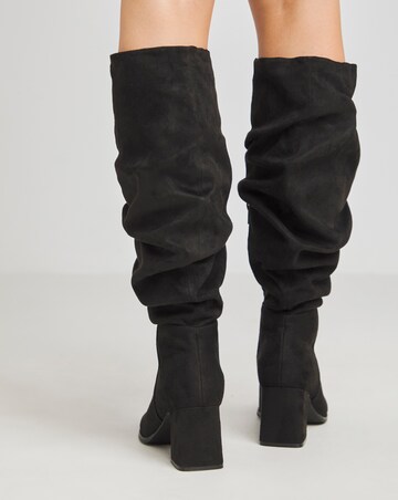 Talita Ruched Knee High Heeled Boots Extra Wide EEE Fit Super Curvy