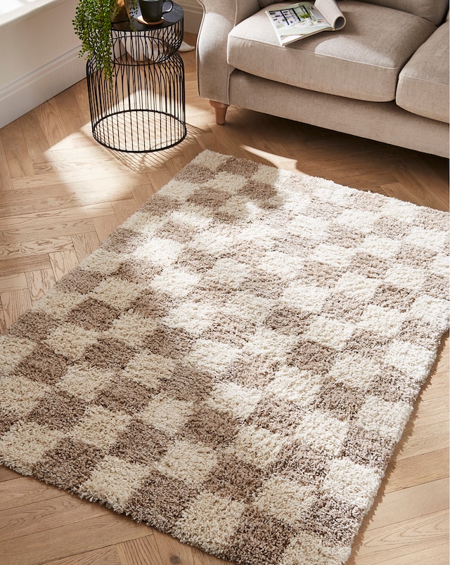 Nomad Shaggy Chequerboard Cosy Rug