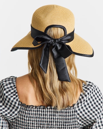 Wide Brim Satin Tie Bow Hat