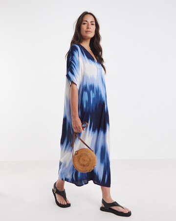 Textured Crinkle Overhead Midi Kaftan Dress