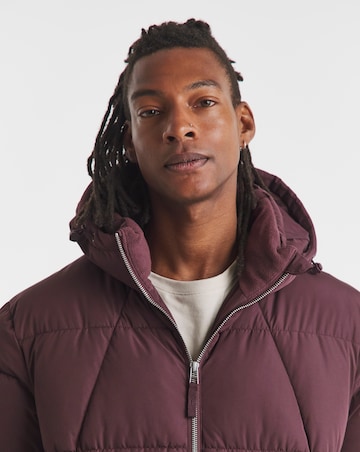 Burgundy Mid Length Puffer Jacket