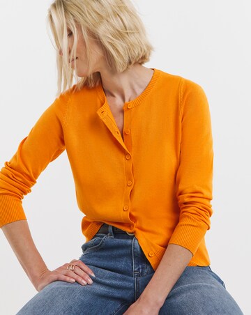 Orange Crew Neck Cardigan
