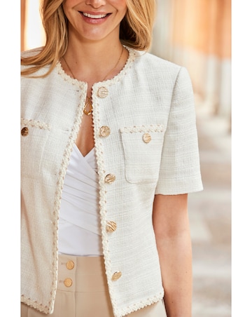 Sosandar Short Sleeve Boucle Jacket