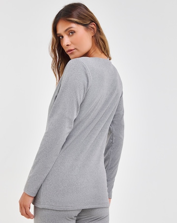 Pretty Secrets Thermal Brushed Fleece Long Sleeve Top - Grey