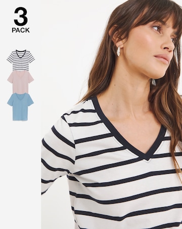 Pure Cotton 3 Pack V Neck T-shirt