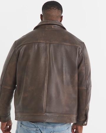 Jack & Jones Premium 100% Leather Jacket - Brown