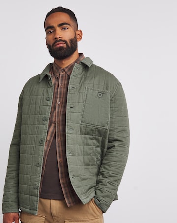 Khaki Cotton Quilted Shacket