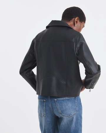 Black Faux Leather Relaxed Biker Jacket