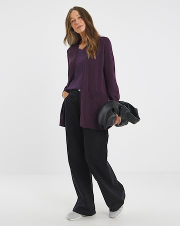Plum Longline Edge To Edge Cardigan
