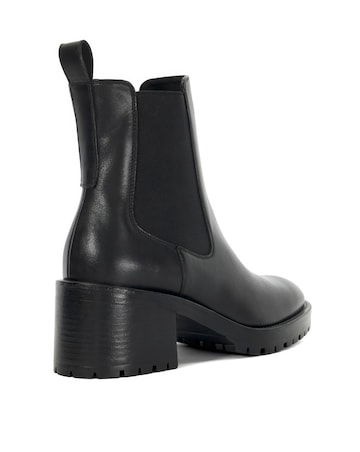Dune Positivity Black Leather Chunky Chelsea Boots