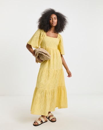 Simply Be Yellow Broderie Tiered Maxi Dress