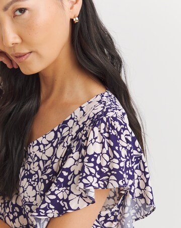 Julipa V Neck Shirred Waist Buttoned Top