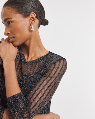 Shadow Stripe Knitted Long Sleeve Maxi Dress