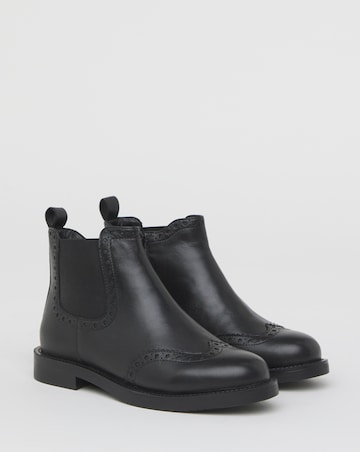 Samantha Leather Chelsea Boot With Brogue Detailing - Wide Fit (E)